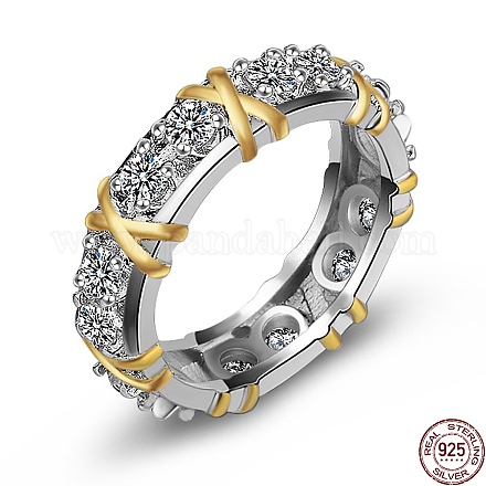 925 anello da dito da donna in argento sterling placcato rodio con micro pavé di zirconi trasparenti RJEW-F150-09B-P-1