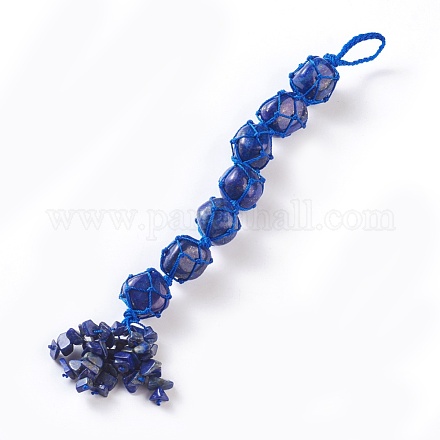 Décorations suspendues de voiture de lapis lazuli naturel HJEW-O002-05-1