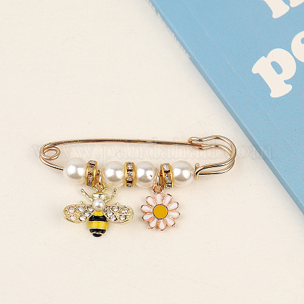 Alloy Enamel Charm Safety Pin Brooches BUTT-PW0001-006F-1