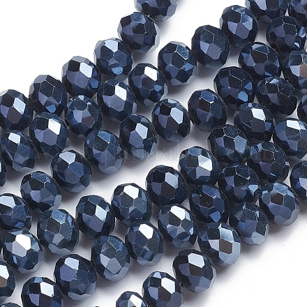 Faceted Rondelle Glass Beads Strands GR8MMY-27L-1
