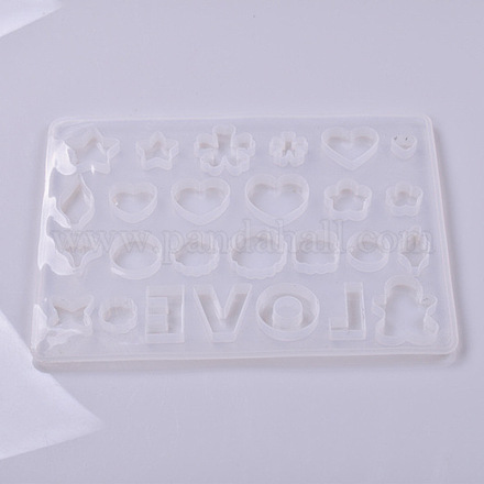 シリコンモールド  レジン型  UVレジン用  エポキシ樹脂ジュエリー作り  混合形と言葉の愛  ホワイト  197x252mm DIY-F037-D01-1