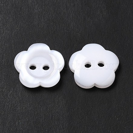 White Flower Resin Buttons X-RESI-D031-15mm-01-1