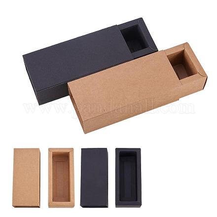 Benecreatクラフト紙折りたたみボックス  引き出しボックス  長方形  ミックスカラー  12.1x5.1cm  完成品：10.6x3.6x3.5cm  10個/カラー  20個/セ CON-BC0004-34-1