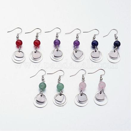 Gemstone Dangle Earrings EJEW-JE02204-1