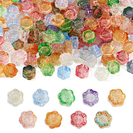 Pandahall 135pcs 9 colores transparentes perlas de vidrio electrochapado GLAA-TA0001-31-1