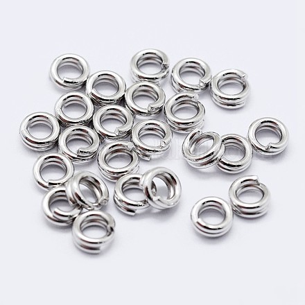 Rhodium Plated 925 Sterling Silver Split Jump Rings STER-F036-01P-0.6x6mm-1