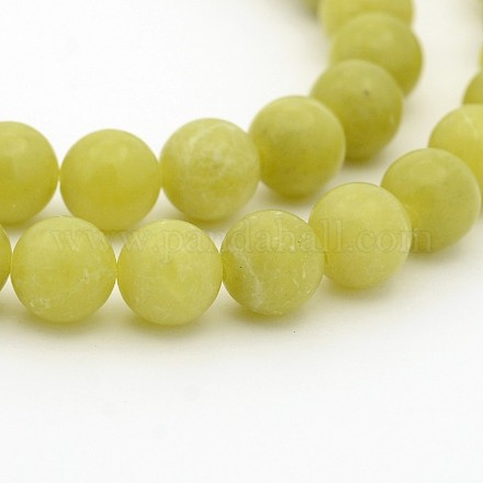 Natural Olive Jade Round Bead Strands G-P070-34-4mm-1