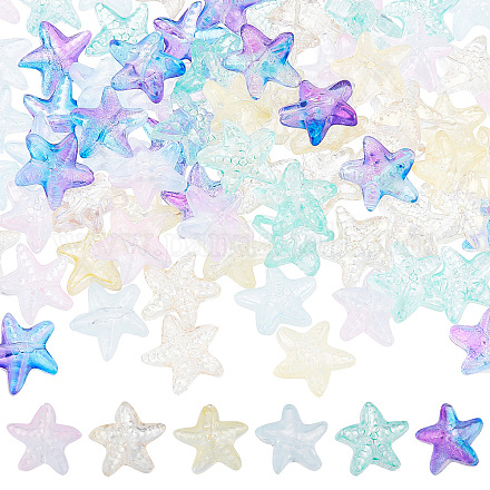 SUNNYCLUE 1 Box 120Pcs Starfish Beads Starfish Bead Glass Star Sea Ocean Animal Double Sided Transparent Loose Spacer Beads for Jewelry Making Beading Kit Bracelet Necklace DIY Craft Supplies Adult GLAA-SC0001-73-1