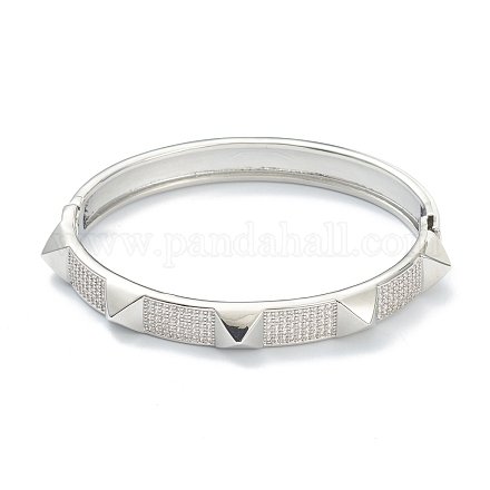 Bracelets en laiton à micro-pavé de zircone cubique transparent BJEW-A116-01P-1