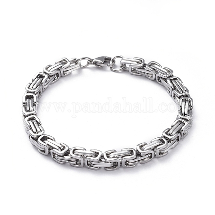 Unisex 201 Stainless Steel Byzantine Chain Bracelets BJEW-L637-34B-P-1