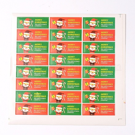 Rectangle with Santa Claus Pattern DIY Label Paster Picture Stickers for Christmas AJEW-L053-08-1