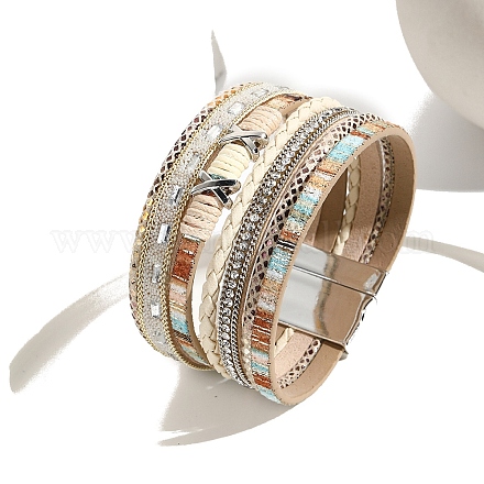 Плетеные многорядные браслеты из искусственной кожи для женщин PW-WGA1EC1-04-1