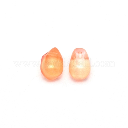 手作りランプワークペンダント  ティアドロップ  オレンジ  8.5x5.5x5.5mm  穴：1mm LAMP-CJC0006-04-1
