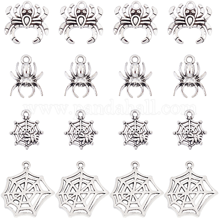 SUNNYCLUE 1 Box 80Pcs 4 Style Spider Charms Tibetan Style Halloween Spider Charms for Jewelry Making Alloy Spider Web Charms Earrings Necklace Bracelets Supplies Halloween Decor DIY Craft Adult Women TIBE-SC0001-65-1