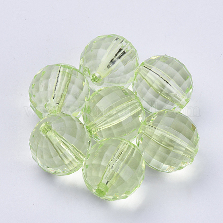 透明なアクリルビーズ  多面カット  ラウンド  芝生の緑  6x5.5mm  穴：1.3mm  約4200個/500g TACR-Q254-6mm-V32-1