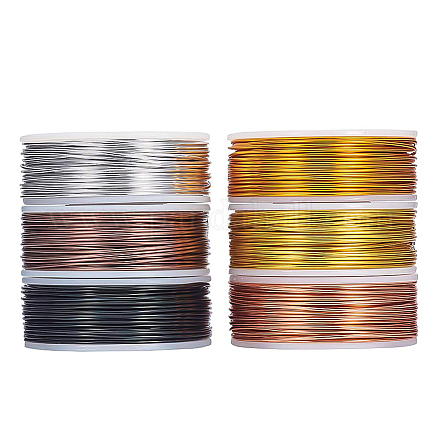 BENECREAT 6 Rolls 18 Gauge(1mm) Aluminum Wire 450FT(138m) Anodized Jewelry Craft Making Beading Floral Colored Aluminum Craft Wire - Regular Color AW-BC0003-01A-1