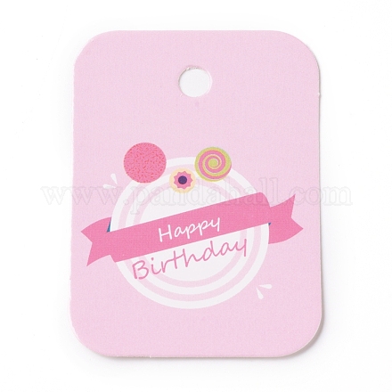 紙ギフトタグ  hange tags  美術工芸用  誕生日パーティー  長方形  ピンク  55x40x0.3mm  穴：5mm CDIS-G002-04B-1