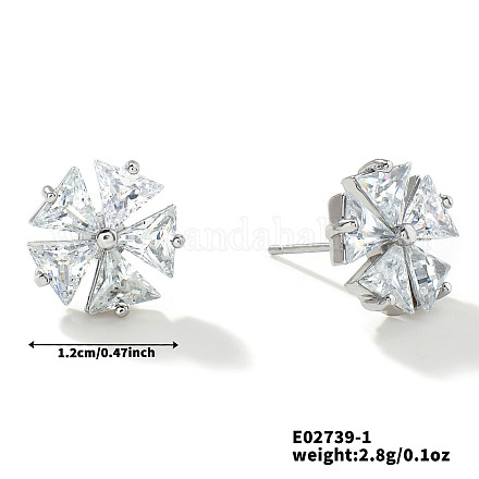 Милые и нежные серьги-гвоздики из латуни с прозрачным кубическим цирконием для элегантных женщин HS1154-1-1