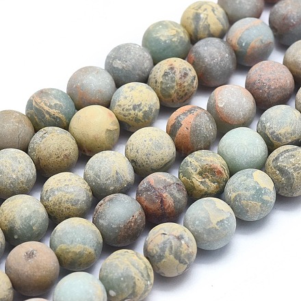 Chapelets de perles en jaspe aqua terra naturel G-N0128-48F-8mm-1