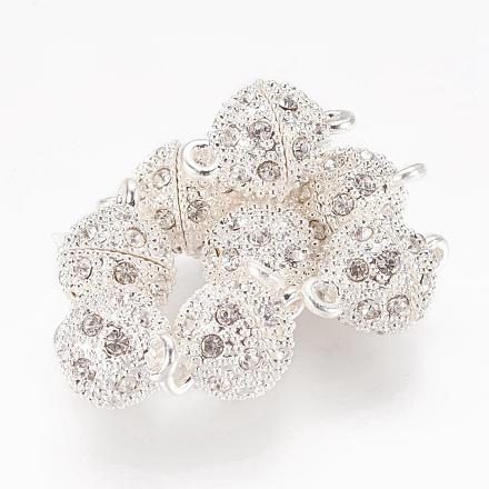 Alloy Rhinestone Magnetic Clasps with Loops RB-H116-2-S-1