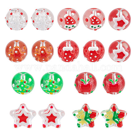 18 шт. 9 стиля бусины ручной работы в стиле рождественской тематики GLAA-GA0002-10-1