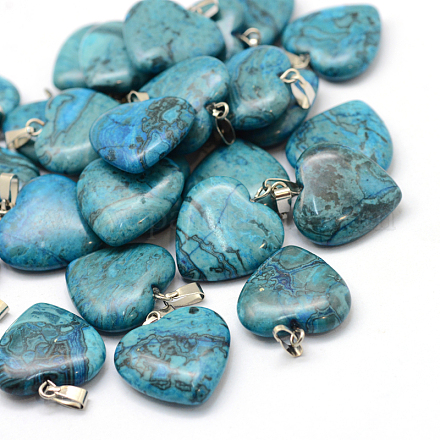 Coeur teints pendentifs de pierres précieuses naturelles X-G-Q438-05-1