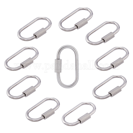 DICOSMETIC 10Pcs Oval Lock Key Clasps 26mm Screwable Key Rings Set Screw Carabiner Charms Connectors Stainless Steel Lock Key Ring for Home Car Keys Organization Crafts Making STAS-UN0047-24P-1
