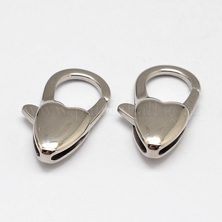 Heart 304 Stainless Steel Lobster Claw Clasps STAS-D069-03-1