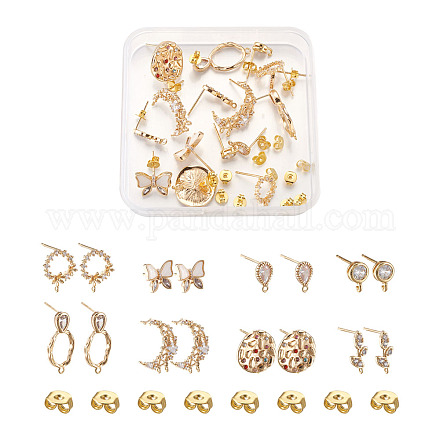 Латунные серьги-гвоздики из циркония KK-TA0001-04G-1