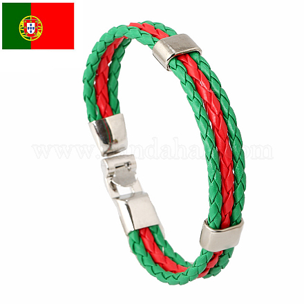 Bracelet cordon triple ligne imitation cuir couleur drapeau avec fermoir alliage GUQI-PW0001-086N-1