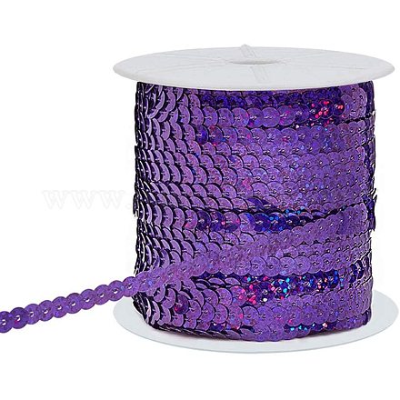 PandaHall Elite about 100 Yards/Roll Flat Round Purple AB-Color Plastic Paillette Beads Sequin Beads Roll Ornament Accessories For Decoration PVC-PH0001-14C-1