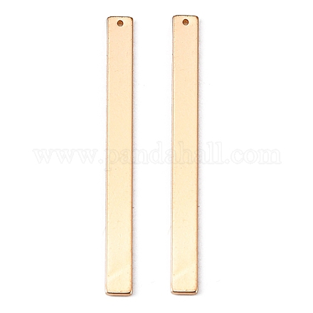 真鍮製ビッグサイズペンダントトップ  空白タグのスタンプ  長方形  ライトゴールド  55x5x1mm  穴：1mm KK-WH0037-13KCG-1
