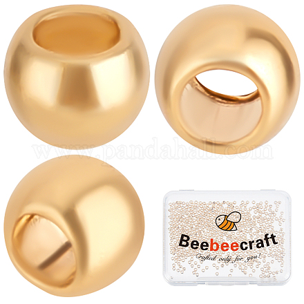 Beebeecraft 500 pièces/boîte perles à sertir rondes embouts de cordon en acier inoxydable plaqué or 24 carats bouchons d'espacement en vrac de 2 mm perles pour collier de boucle d'oreille STAS-BBC0001-45-1