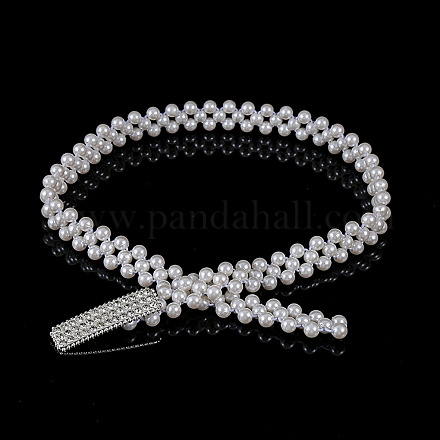 Эластичные цепочные ремни из сплава и акрила с бусинами-имитаторами WG979C0-13-1