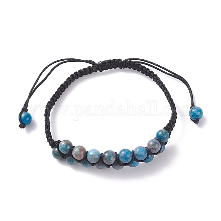 Round Natural Apatite Braided Bead Bracelet for Women BJEW-TA00045-04-1