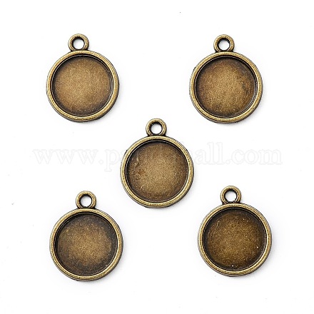 Supports pendant d'alliage cabochon rond plat PALLOY-N0088-38AB-NF-1