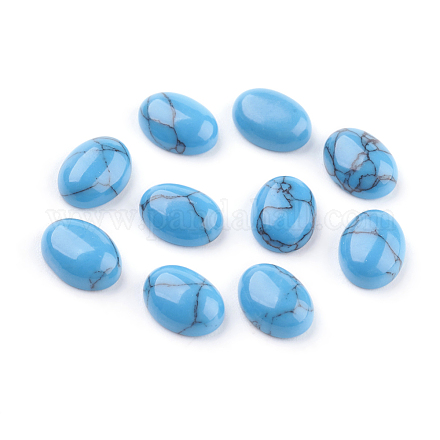 Cabochons turquoise bleu synthétique G-F528-29-6x8mm-1