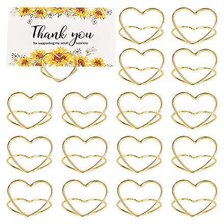 CRASPIRE 20PCS Love Heart Iron Place Card Holders Mini Golden Photo Picture Note Clip Holders for Wedding Anniversary Birthday Table Decorations ODIS-CP0001-01-1