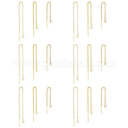 Dicosmetic 9 par 3 estilos pendientes enhebradores pendientes de borla de latón con bucles colgantes dorados cadena larga hilos para pendientes diy fabricación de joyas mujeres niñas KK-DC0001-38-1