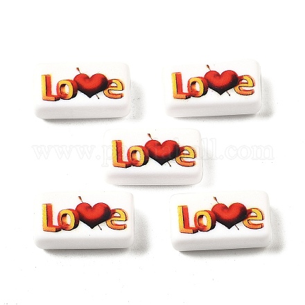 200шт непрозрачные акриловые бусины с принтом OACR-R005-01A-1