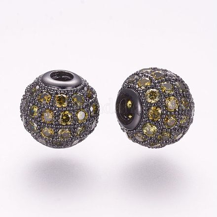 Perles de zircone cubique micro pave en Laiton ZIRC-F054-15B-02-1