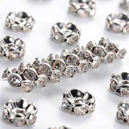 Brass Rhinestone Spacer Beads RB-A014-L8mm-01P-1