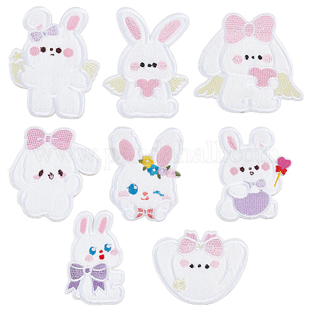 X2 Rabbit Patches Iron-on Patches Pink Embroidery Fabric 