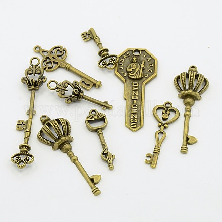 Tibetan Style Key Pendants TIBEP-X0001-03-AB-1