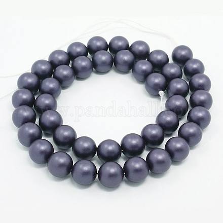 Round Shell Pearl Frosted Beads Strands BSHE-I002-6mm-264-1