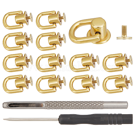  DGOL 10 sets Brass Nail Rivet Chicago Stud Screw 360 Degree  Rotate Ball Post Head Buttons with D Ring : Arts, Crafts & Sewing