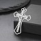 Stainless Steel Pendants, Cross, with Rhinestone, Stainless Steel Color, 41x28mm