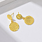 Elegant Brass Coin Dangle Stud Earrings, Real 18K Gold Plated, 30x15mm