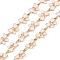 Brass Butterfly Link Chains, with Enamel, Soldered, with Spool, Golden, Pearl Pink, 11.5x6x1mm, about 32.81 Feet(10m)/Roll