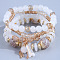 4Pcs 4 Styles Bohemian Style Alloy Glass Round Beaded Stretch Bracelets, Golden, White, 6-3/4 inch(17cm)